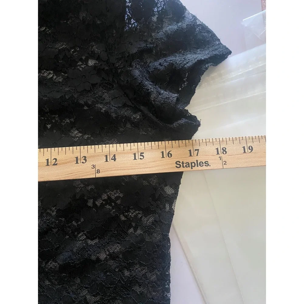 HM Conscious Collection Black Lace Sheer Short Sleeve T Shirt Top Women's Medium